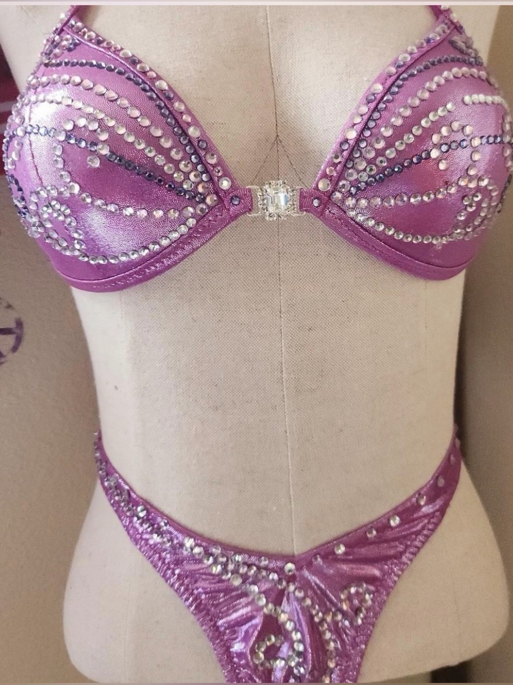Purple Embellished Women's Bikini Set